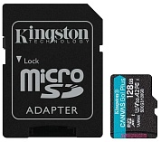 Карта памяти Kingston Canvas Go! Plus microSDXC 128 ГБ Class 10, V30, A2, UHS-I U3, R/W 170/90 МБ/с, адаптер на SD