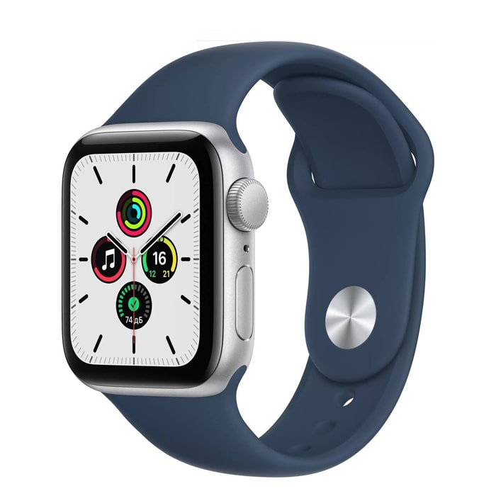 Apple Watch SE (2021) 44mm Aluminum Case with Sport Band Silver (Синий омут / Серебристый) - фото 0