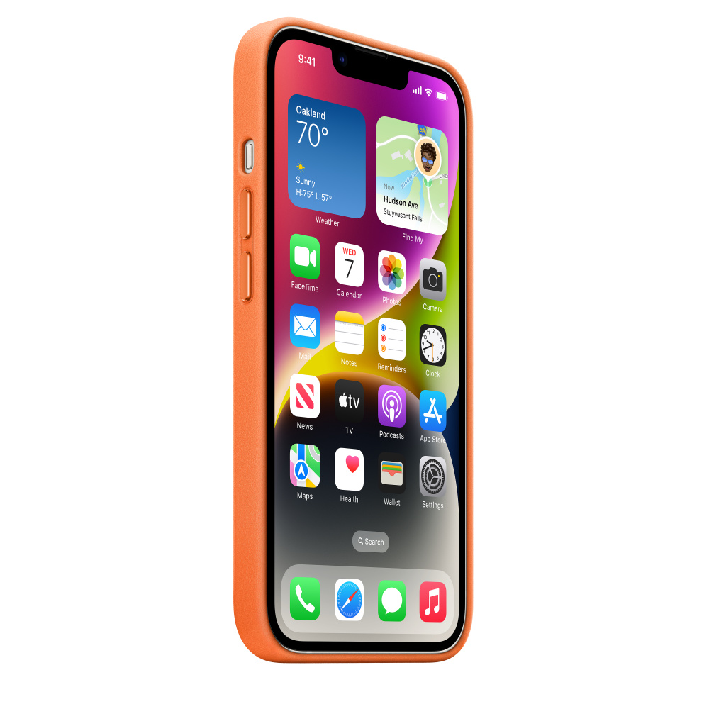 Кожаный чехол MagSafe для iPhone 14 - Orange (MPP83ZM/A) - фото 0
