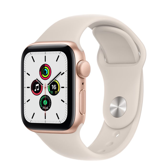 Apple Watch SE (2021) 40mm Aluminum Case with Sport Band Gold (Розовый песок / Золотой) - фото 0