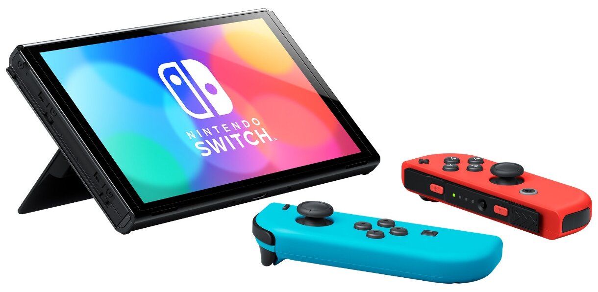 Игровая приставка Nintendo Switch (OLED model), неоновый синий/неоновый красный - фото 0