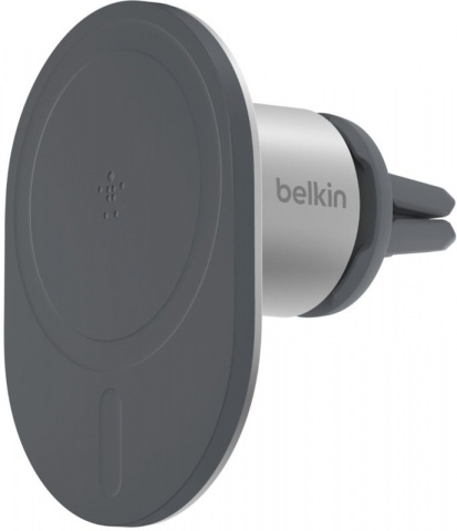 Магнитный держатель с беспроводной зарядкой Belkin Car Mount Magnetic PRO MagSafe серебряный (WIC003btGR)