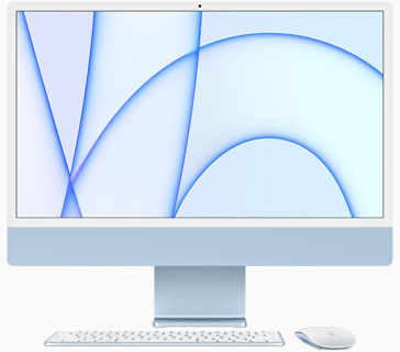 Apple iMac 24" (MGPL3) Retina 4,5K // Чип Apple M1 8-Core CPU, 8-Core GPU // 8 ГБ, 512 ГБ, Синий цвет (2021)
