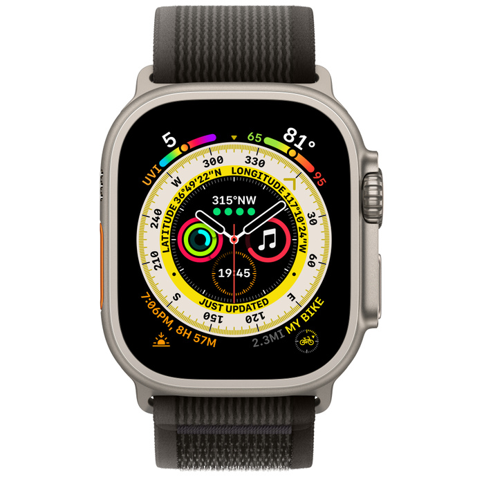 Apple Watch Ultra Titanium Case with Black/Gray Trail Loop (M/L) (Черный / Серый / Титан)