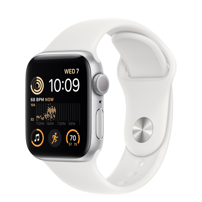 Apple Watch SE (2022) 44mm Aluminum Case with Sport Band Silver (Белый / Серебристый) - фото 0