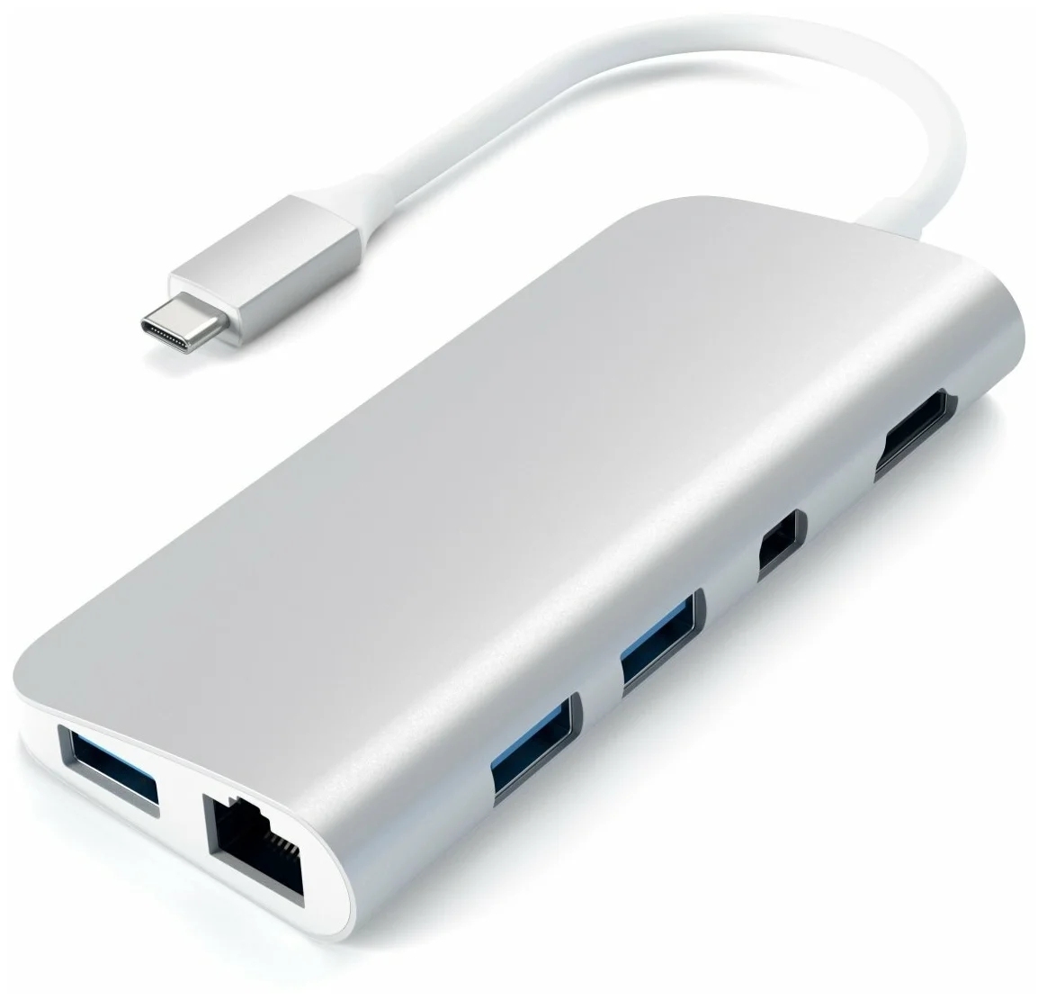 USB-концентратор Satechi Aluminum Type-C Multimedia Adapter (ST-TCMM8PA), разъемов: 4, silver - фото