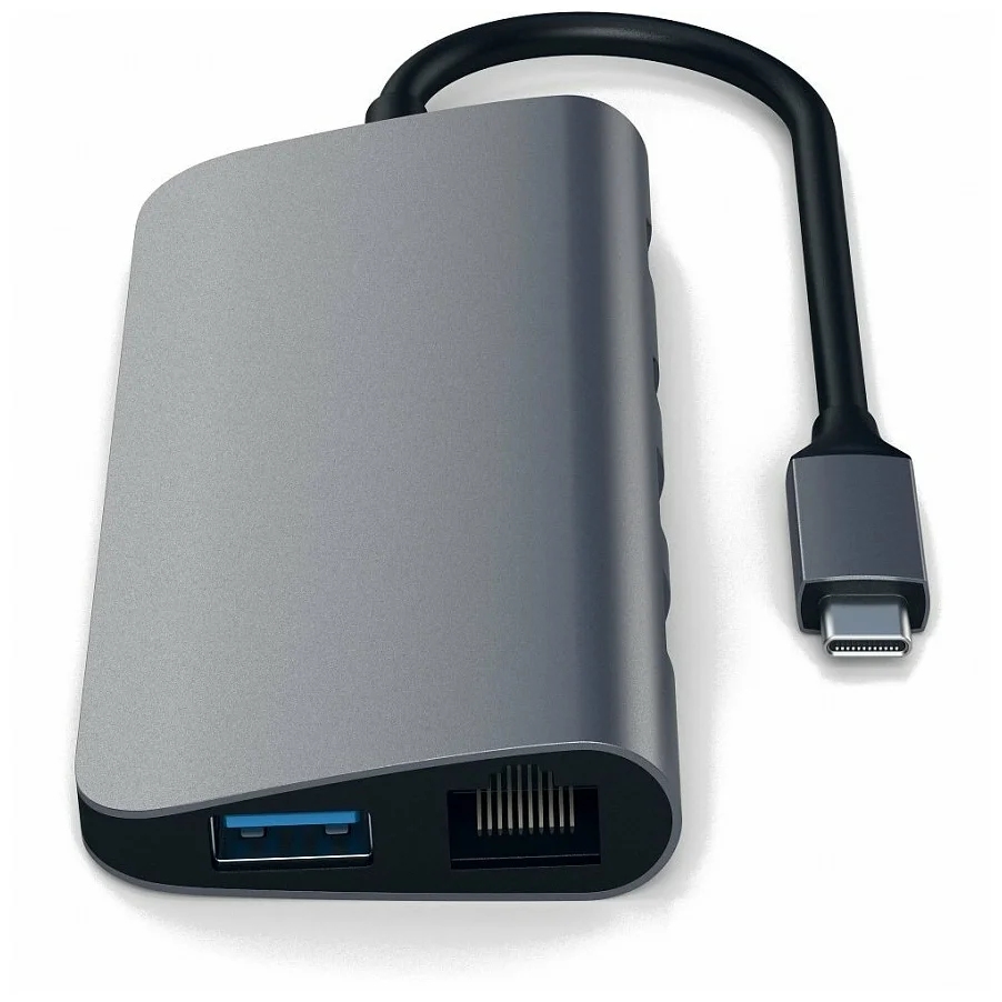 USB-концентратор Satechi Aluminum Type-C Multimedia Adapter (ST-TCMM8PA), разъемов: 4, space gray - фото 1