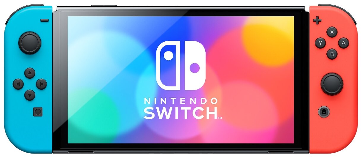 Игровая приставка Nintendo Switch (OLED model), неоновый синий/неоновый красный - фото