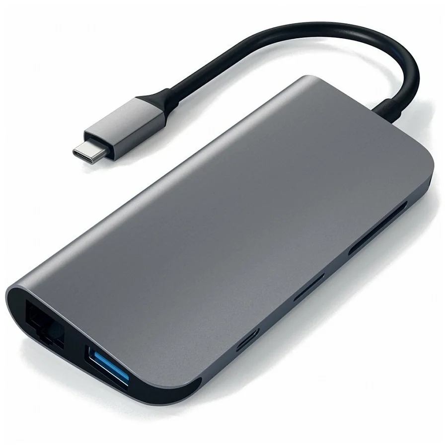 USB-концентратор Satechi Aluminum Type-C Multimedia Adapter (ST-TCMM8PA), разъемов: 4, space gray - фото 0