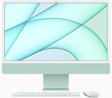Apple iMac 24" (MGPJ3) Retina 4,5K // Чип Apple M1 8-Core CPU, 8-Core GPU // 8 ГБ, 512 ГБ, Зелёный цвет (2021)