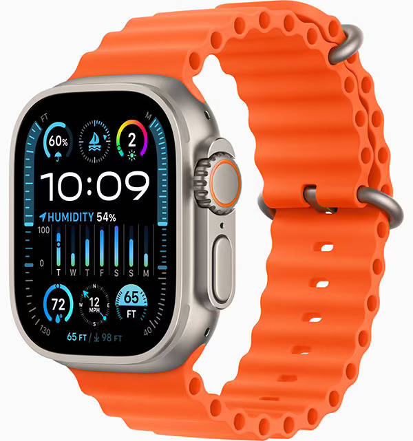 Apple Watch Ultra 2 49mm Titanium Case with Orange Ocean Band - фото