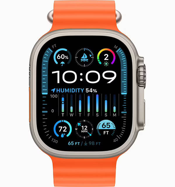 Apple Watch Ultra 2 49mm Titanium Case with Orange Ocean Band - фото 0