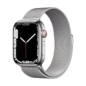 Смарт-часы Смарт-часы Apple Watch Series 7 GPS + Cellular, 45mm Silver Stainless Steel Case with Milanese Loop Silver (MKJW3)