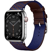 Apple Watch Hermes Series 8 45mm Silver Stainless Steel Case with Jumping Single Tour, Rouge Sellier/Bleu Saphir (синий)